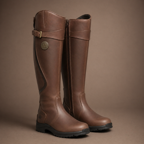 Waterproof Leather Winter Riding Boots for Women