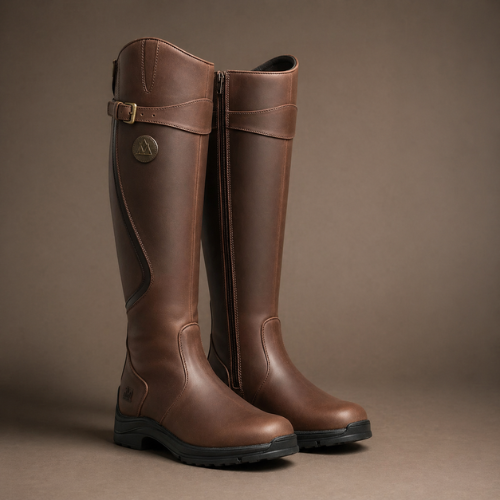 Waterproof Leather Winter Riding Boots for Women