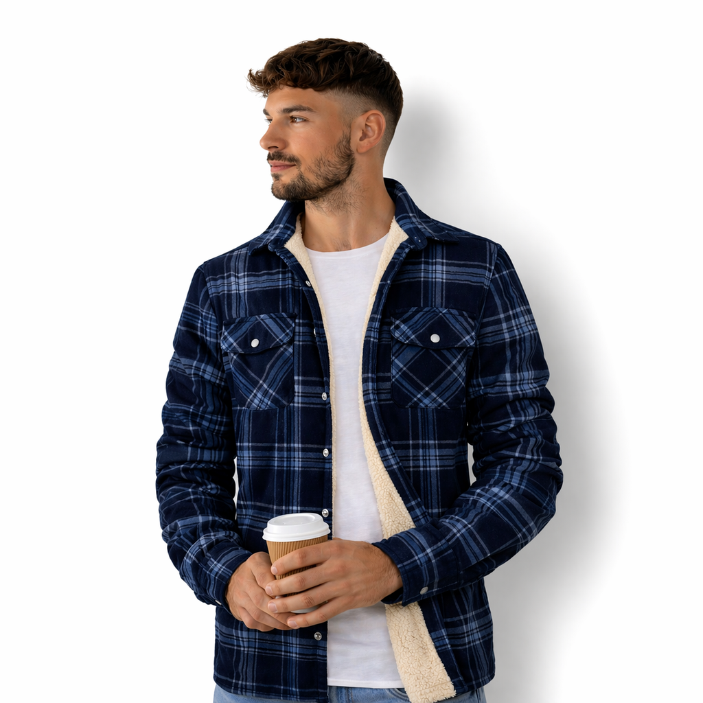 Levi | Men's Sherpa Lined Plaid Button down Shirt Jacket