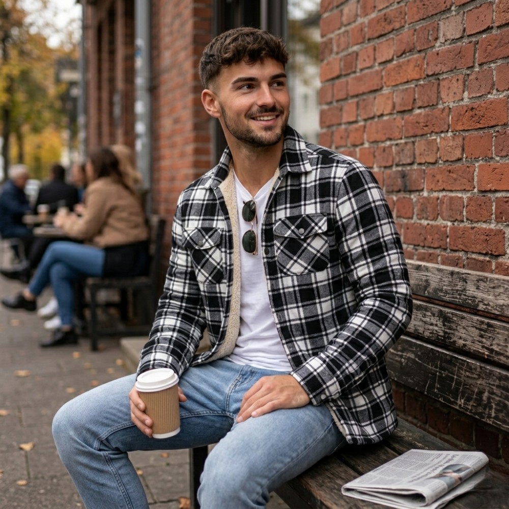 Levi | Men's Sherpa Lined Plaid Button down Shirt Jacket