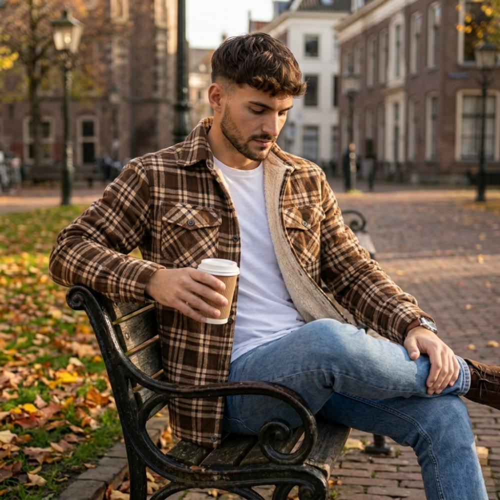Levi | Men's Sherpa Lined Plaid Button down Shirt Jacket