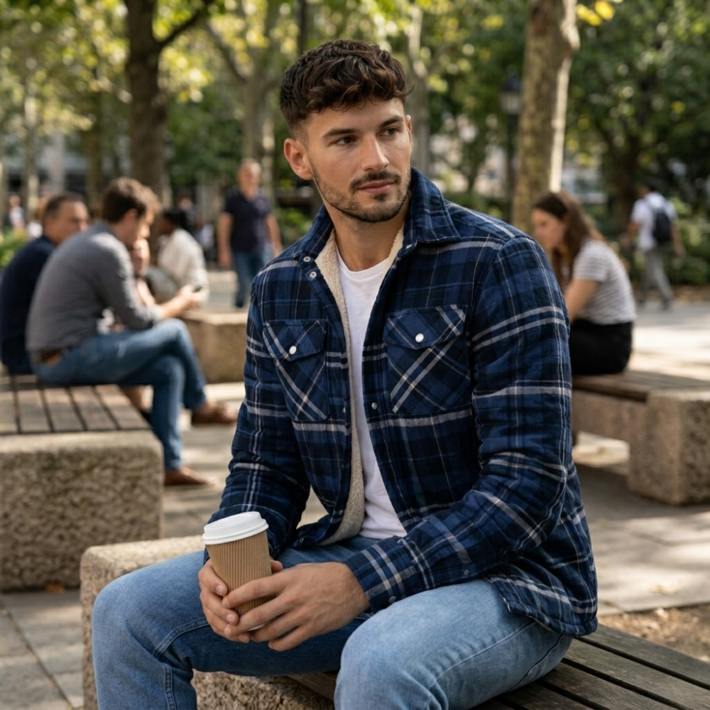 Levi | Men's Sherpa Lined Plaid Button down Shirt Jacket
