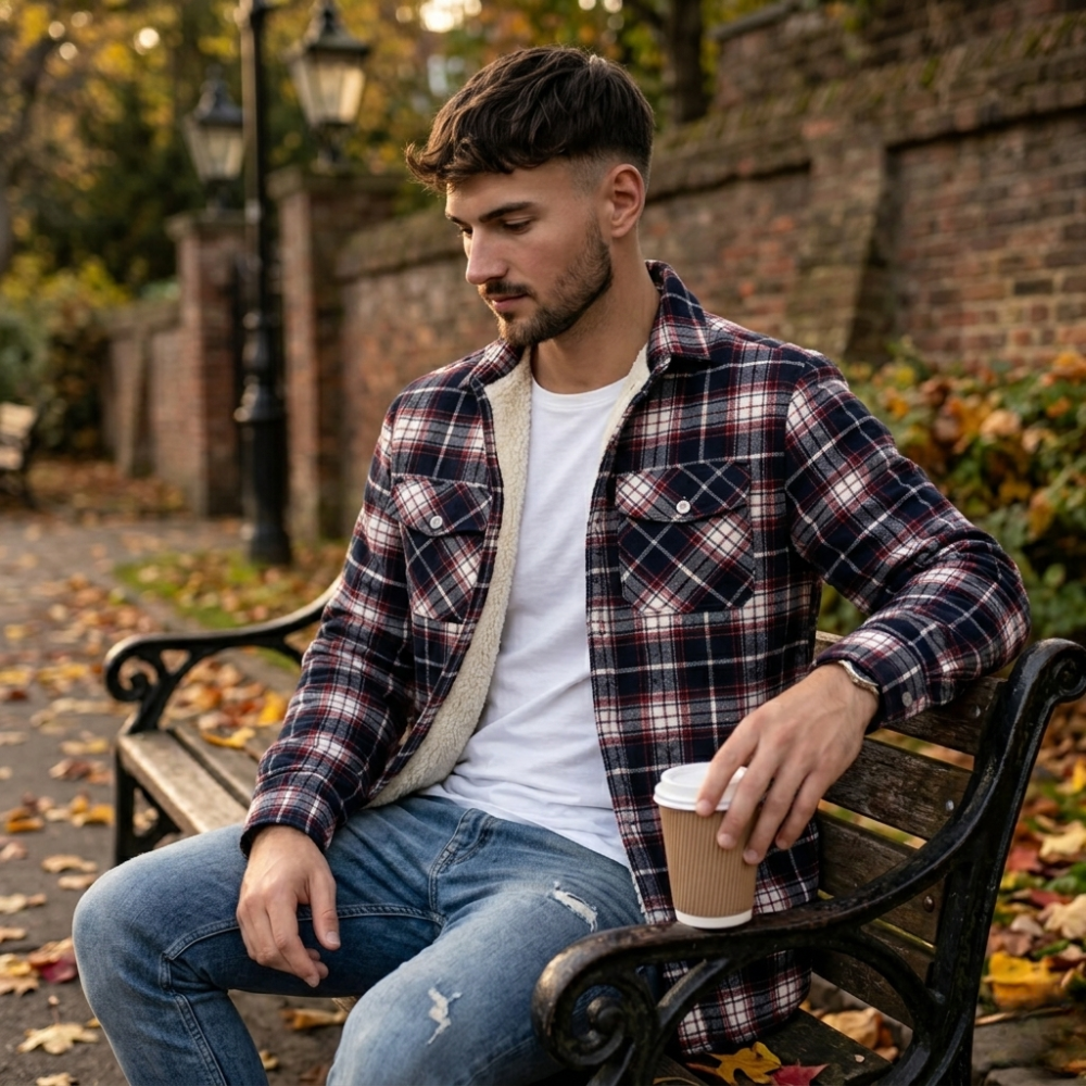 Levi | Men's Sherpa Lined Plaid Button down Shirt Jacket