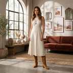 Women’s Cowboy Boots - Suede pattern with Block Heel